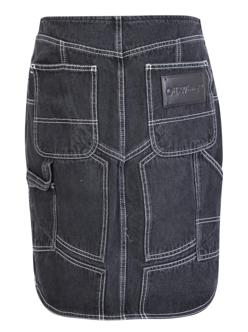 Off-White Grey Classic Denim Skirts