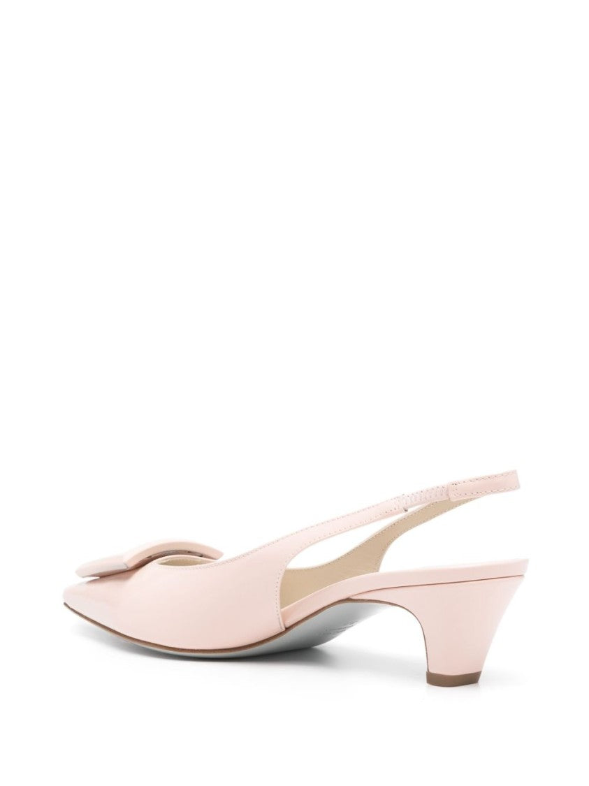 Roberto Festa Light Pink Elasticated Kitten Slingback