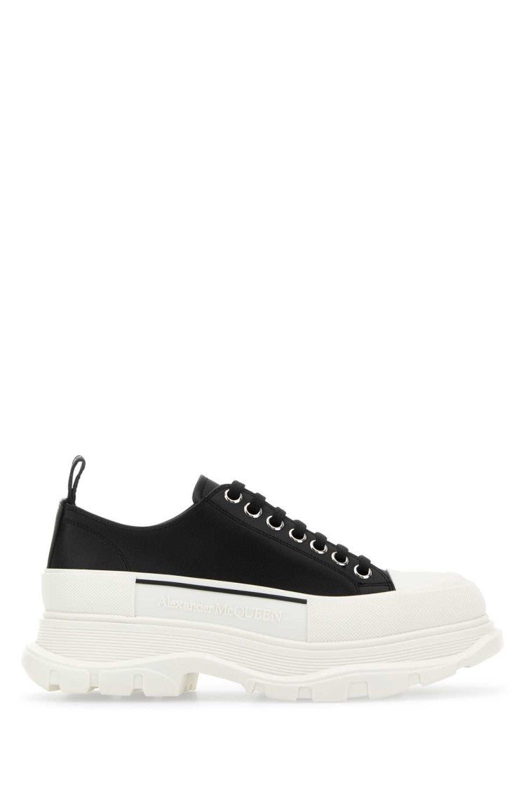Alexander Mcqueen Black Nappa Leather Tread Slick Sneakers