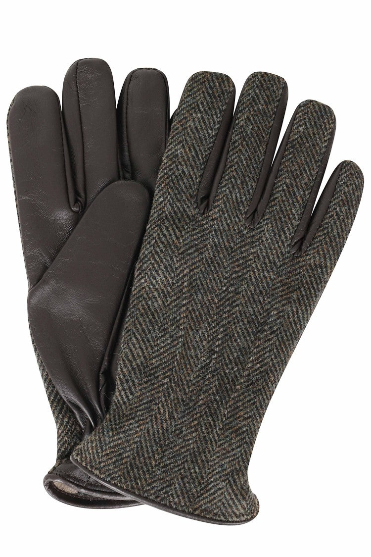 Gran Sasso Green Touch Nappa Leather Shetland Wool Gloves