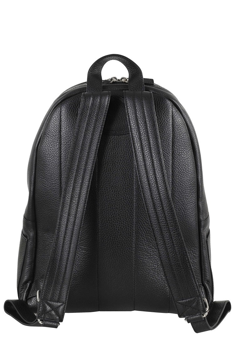 Orciani Black Micron Front Pocket Leather Backpack