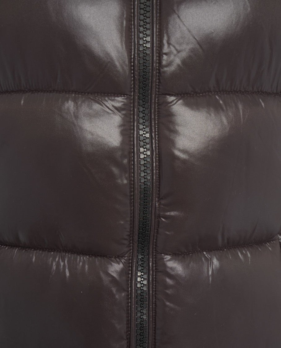 Save The Duck Glossy Knee-Length Puffer Jacket With Double-Slider Zipper