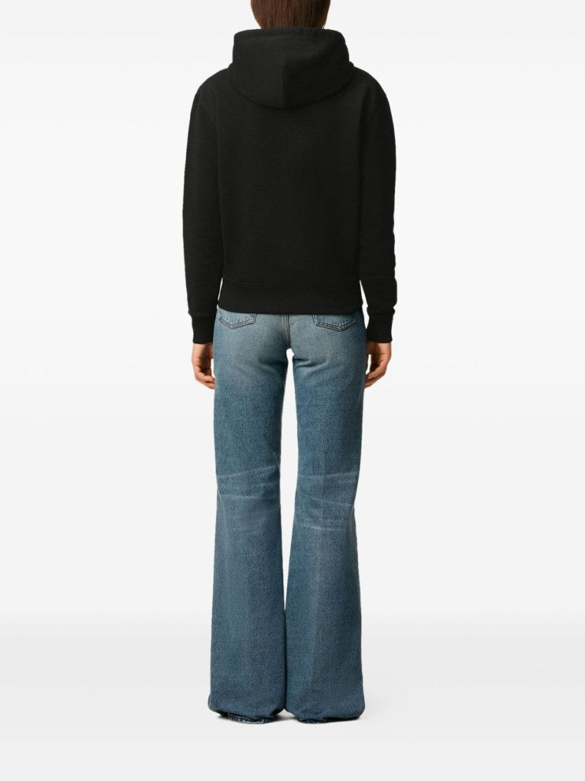 Ami Paris Zip-Up Hoodie With Drawstring Hood And Heart Embroidery