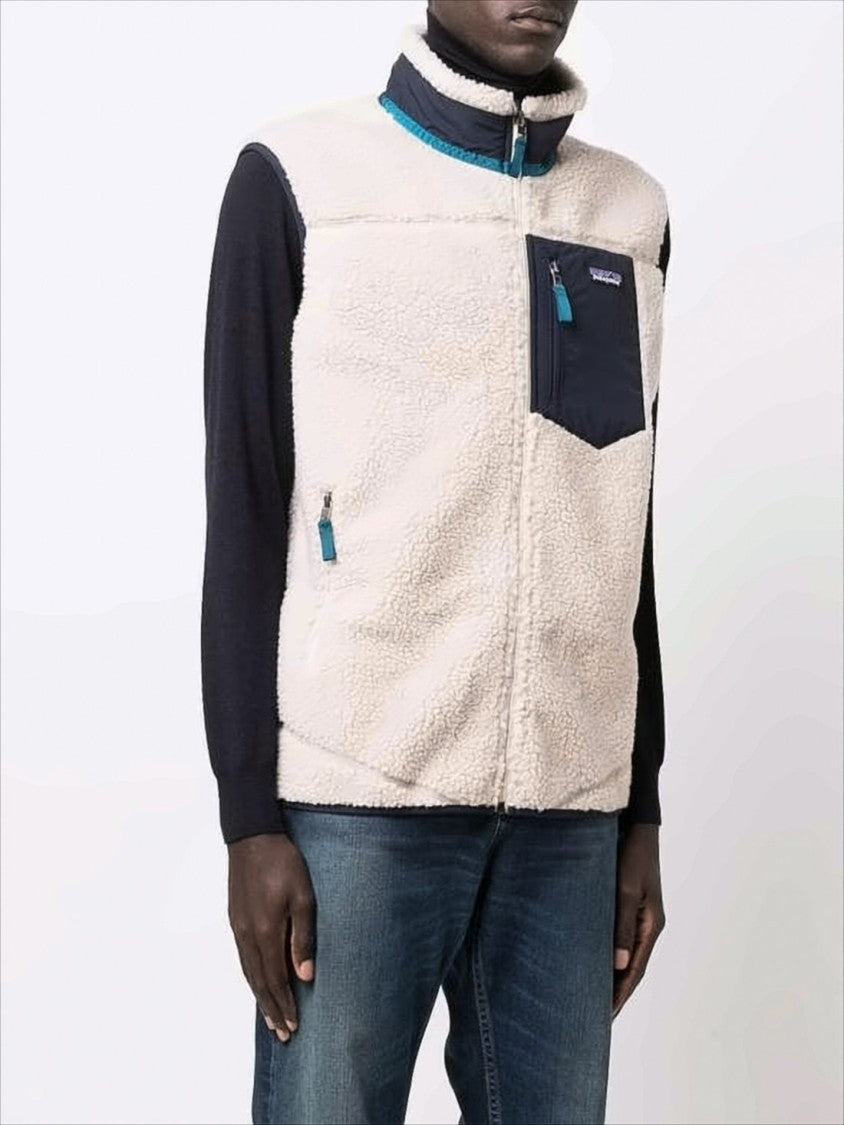 Patagonia Textured High Collar Vest With Zippered Pockets
