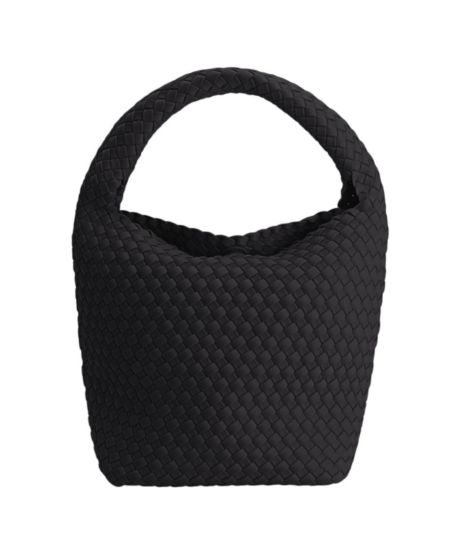 Marrea Woven Neoprene Tote Bag With Braided Handle And Magnetic Closure