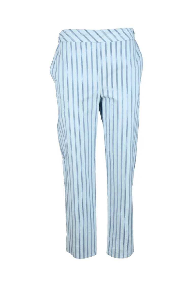 Violanti Light Blue Cropped Trousers With Classic Striped Pattern