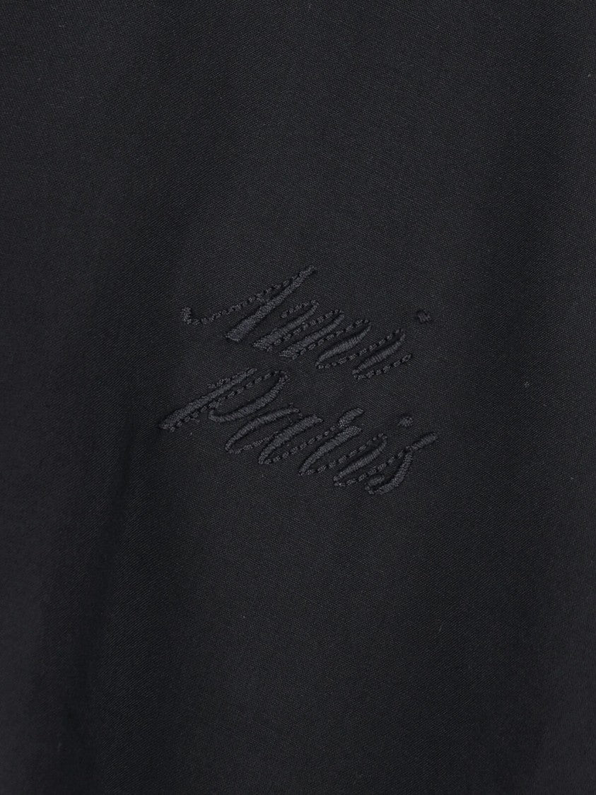 Ami Paris Black Bowling Collar Viscose Logo Shirt