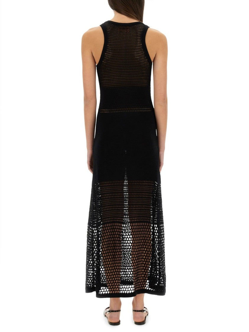 Moschino Open-Knit Maxi Dress With Signature Logo
