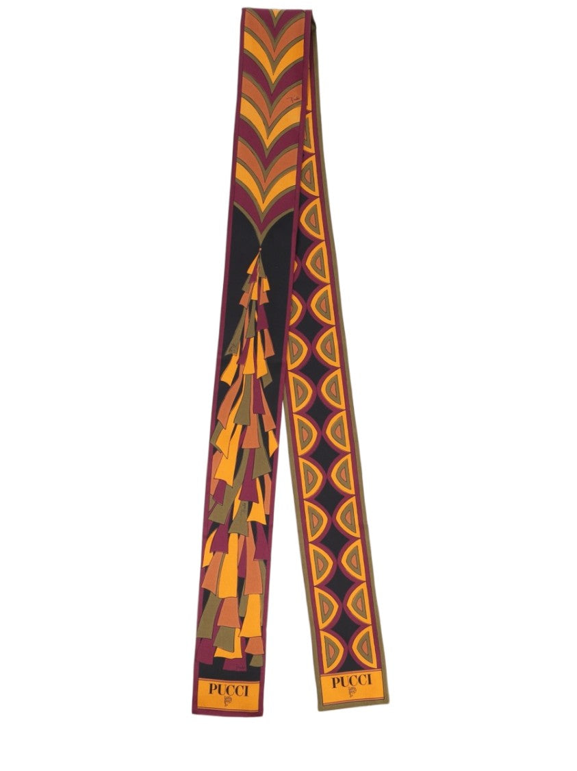 Pucci Bordeaux Chevron Geometric Silk Foulard