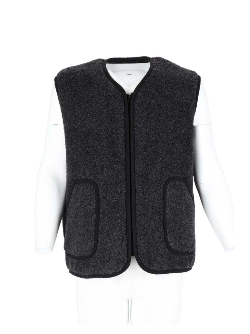 Amish Black Textured Round Neck Vest