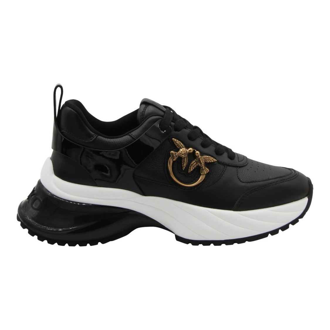 Pinko Black Sneakers With Glossy And Matte Textures
