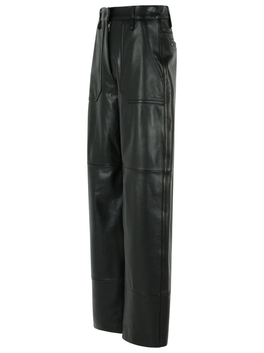 Sportmax Garbo' Black Nappa Leather Pants
