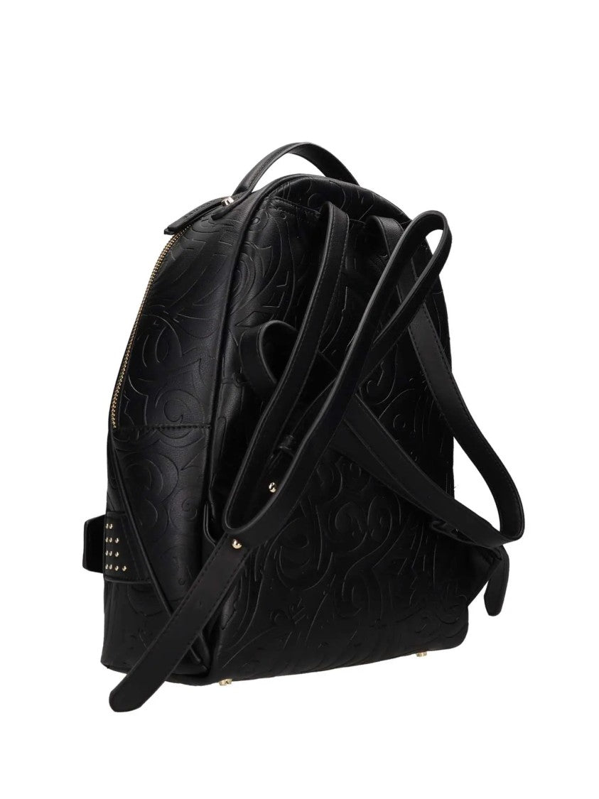Richmond Embossed Black Backpack With Metallic Accents