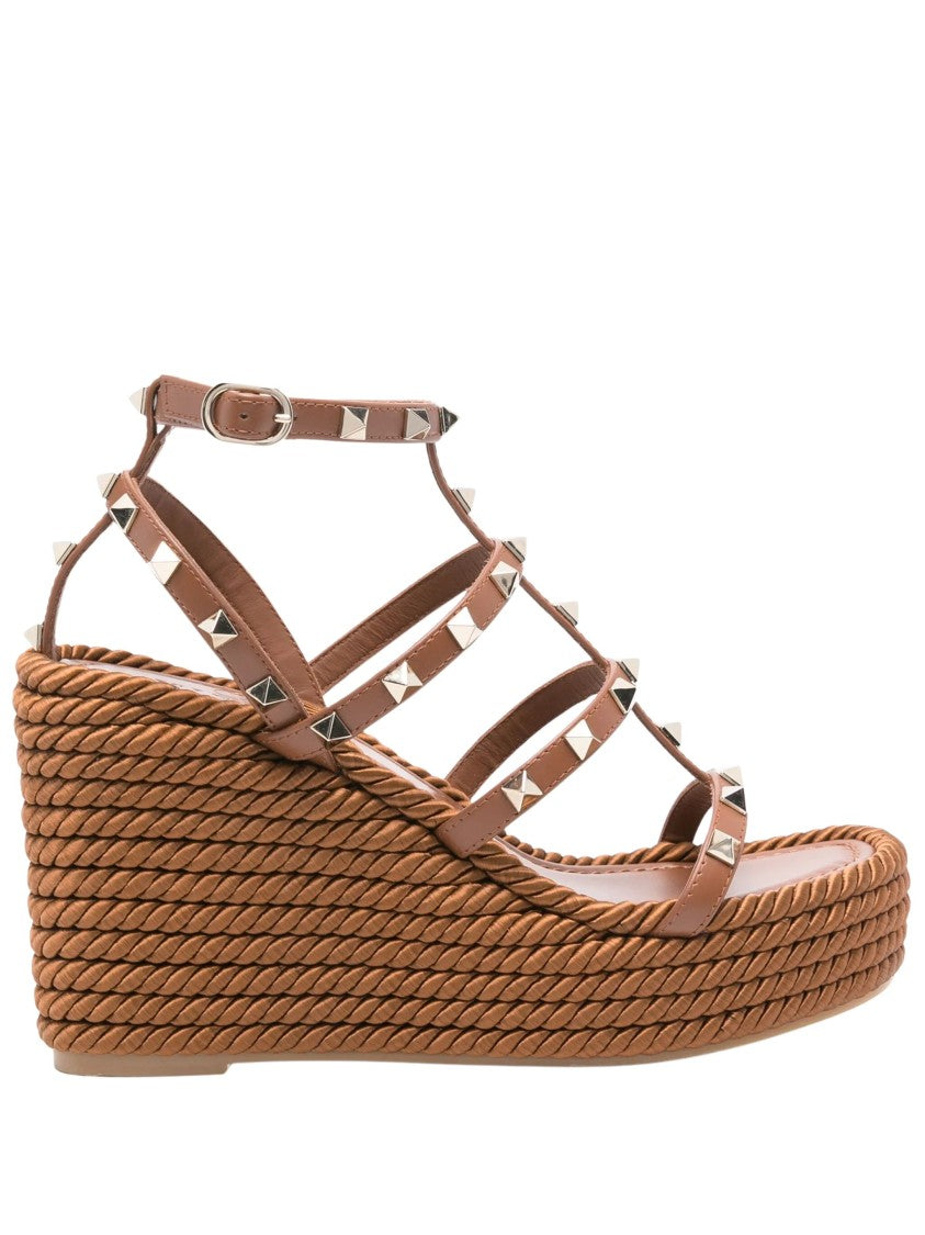 Valentino Wedge Pyramid-Stud Platform Sandals