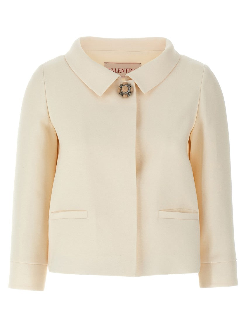 Valentino Garavani Wool Crêpe Jacket With Jewel Button