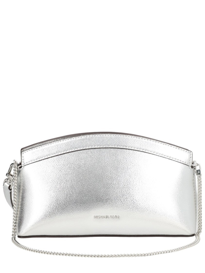 Michael Michael Kors Small Curved Clutch With Metallic Silver Finish
