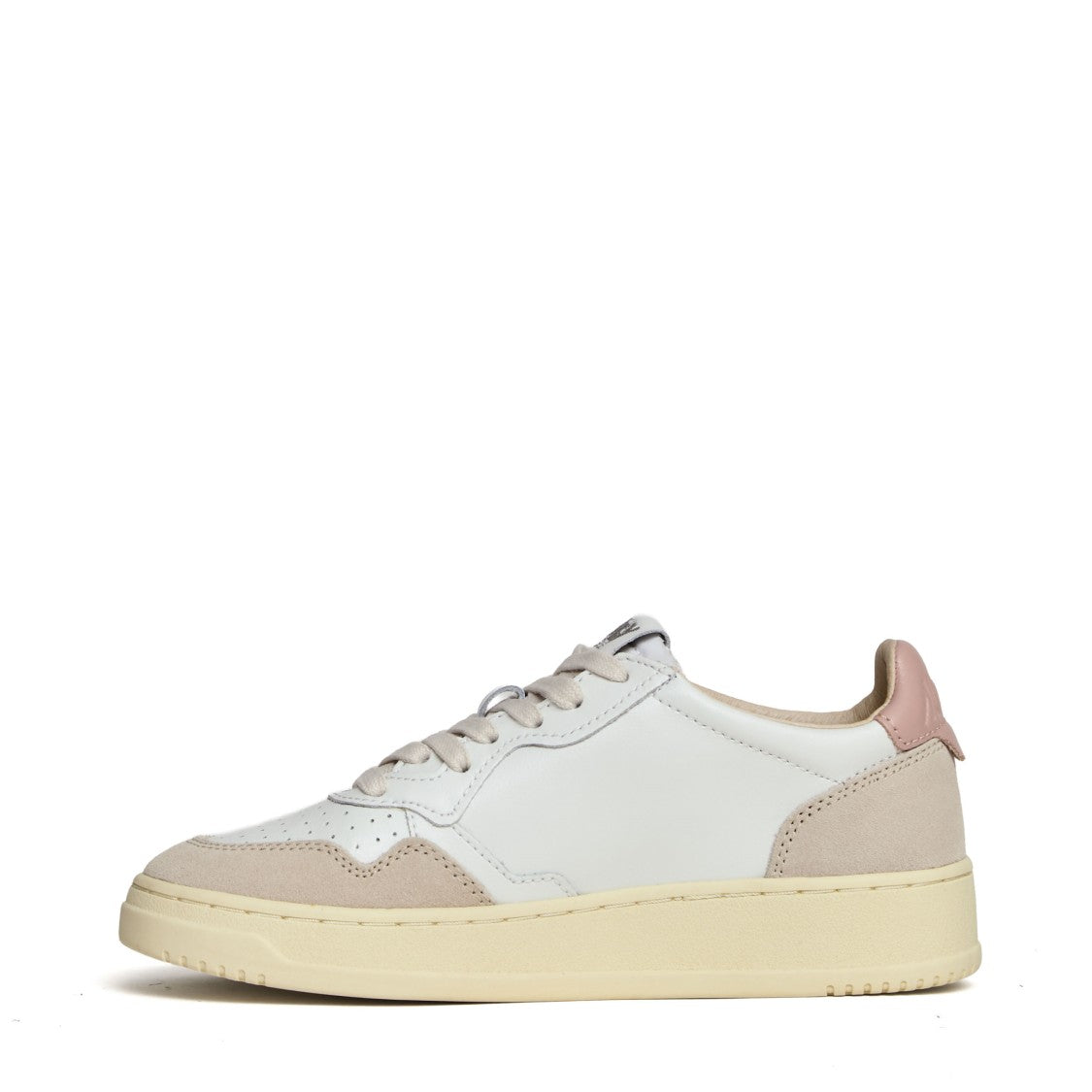 Autry White Powder Pink Medalist Low Suede Sneakers