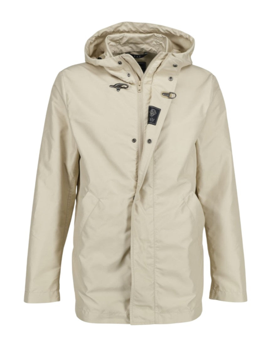Fay Relaxed Fit Light Beige Hooded Jacket