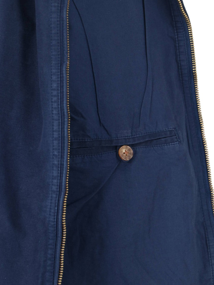Polo Ralph Lauren Blue High Neck Cotton Canvas Jacket