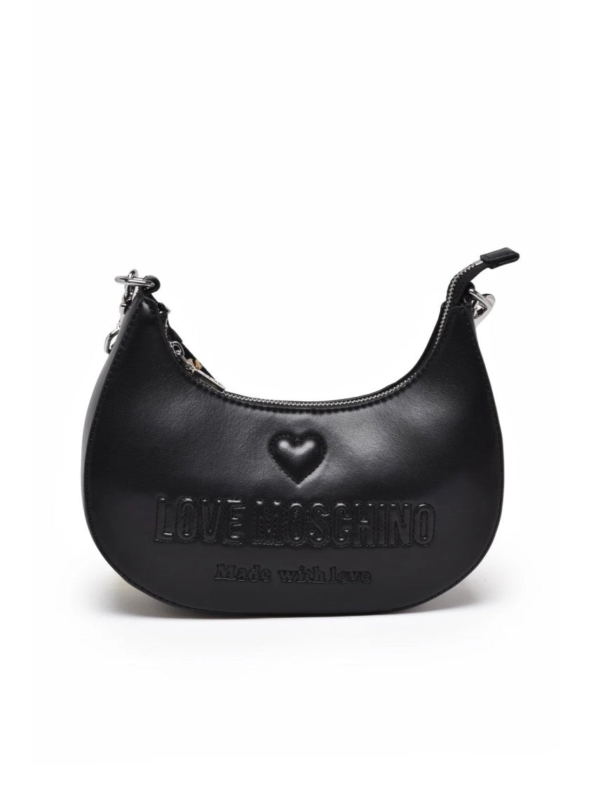 Love Moschino Black Half-Moon Polyurethane Mini Shoulder Bag