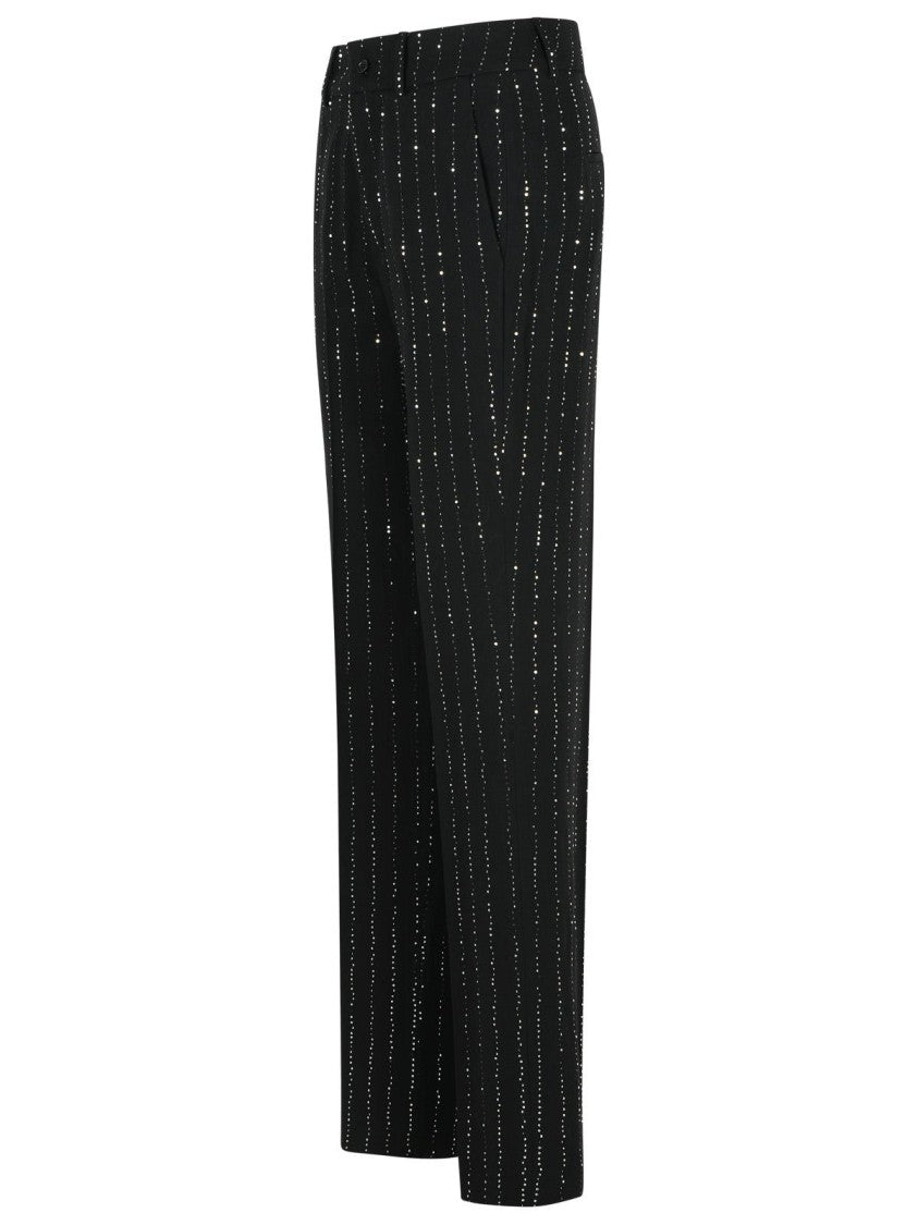 Philipp Plein 'Lady Fit' Sequined Pants In Black Wool Blend