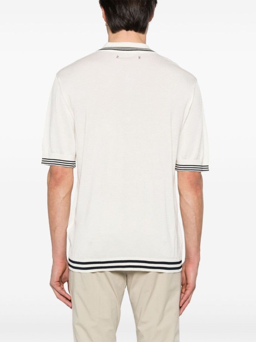Golden Goose Classic White Polo With Textured Knit