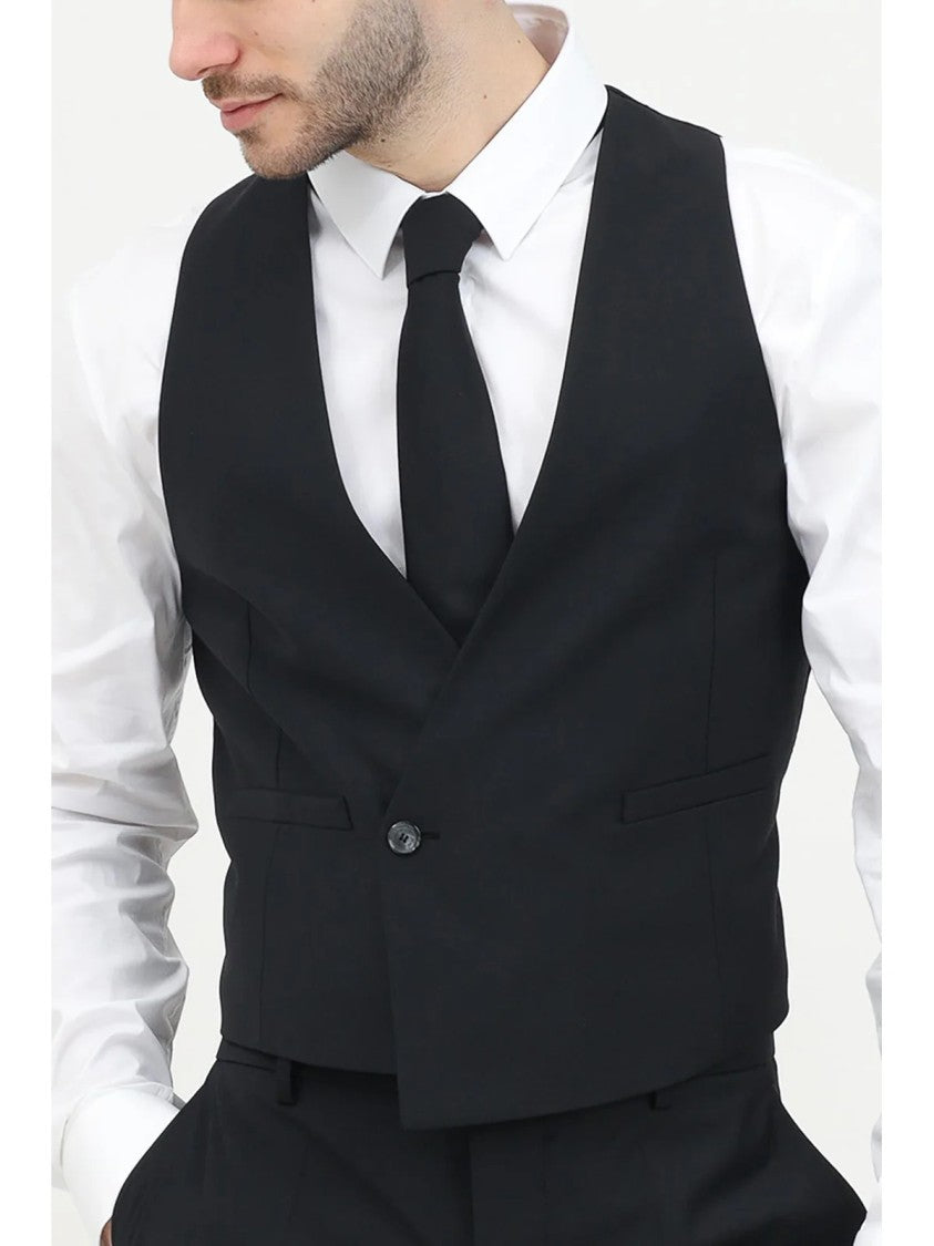 Patrizia Pepe Black Tailored Virgin Wool-Blend Vest