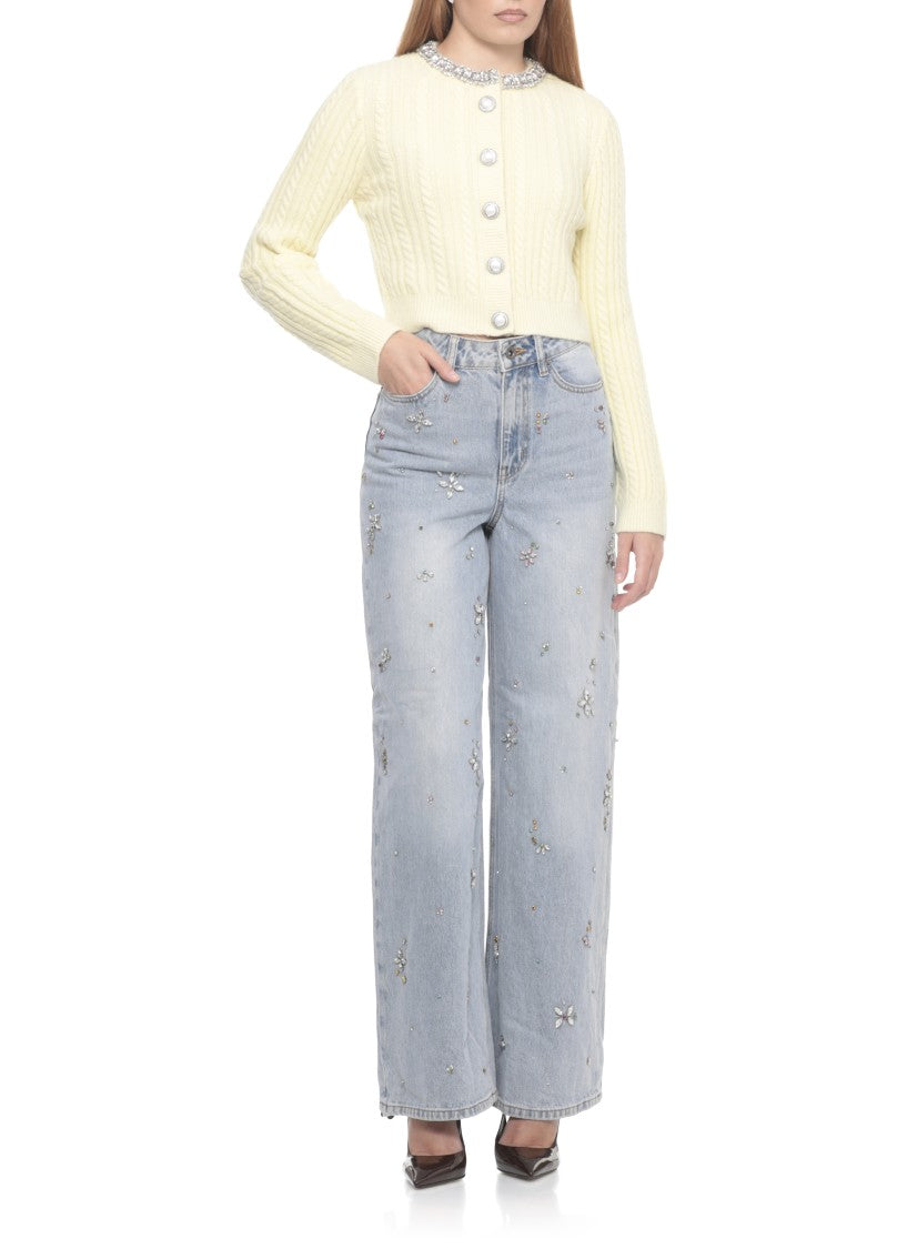 Self-Portrait Light Blue Wide-Leg Jeans