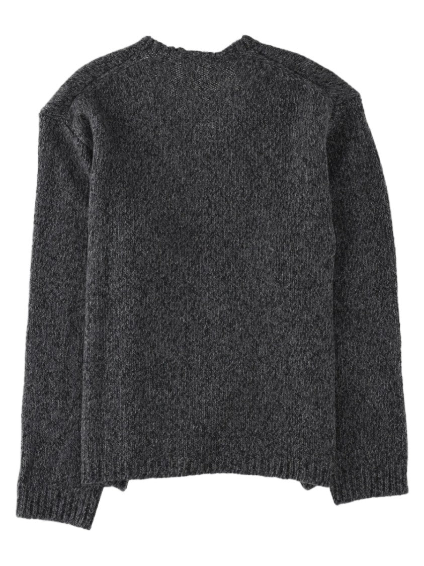 Our Legacy Grey V-Neck Ribbed Wool Sweater