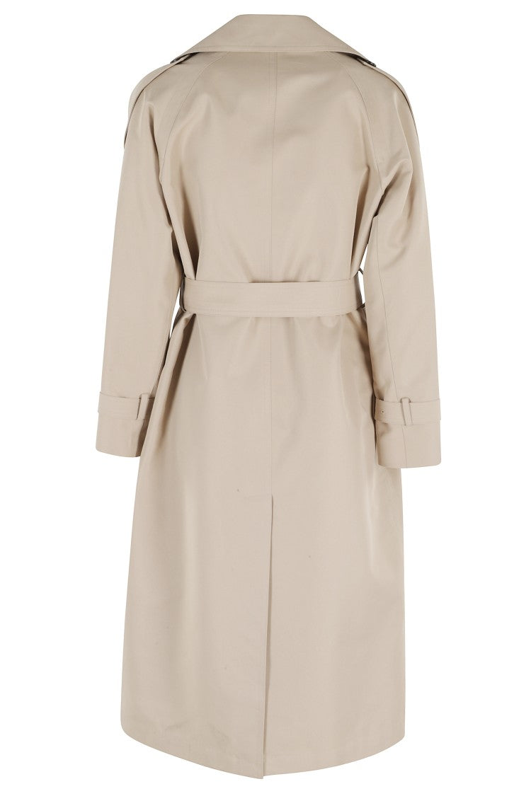 Seventy Beige Double-Breasted Sleeve-Strap Cotton Trench Coat