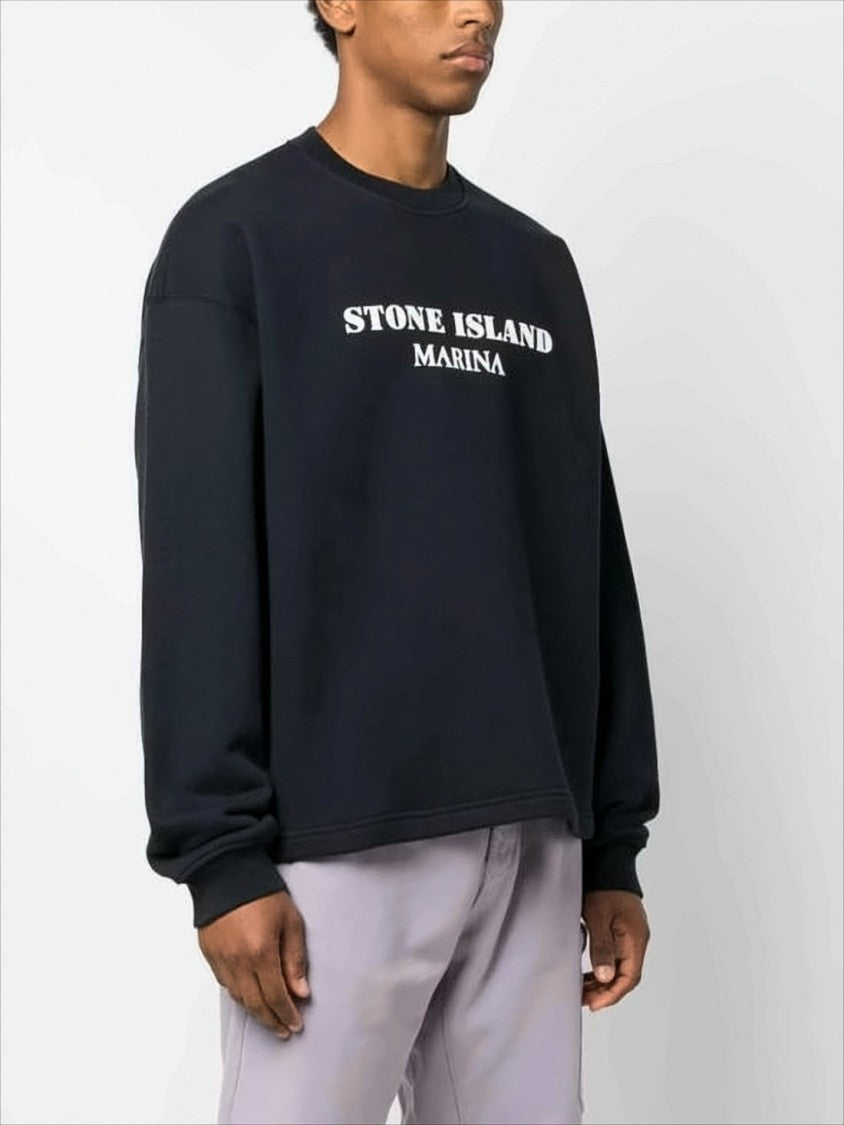 Stone Island Relaxed Fit Long-Sleeve Black Sweatshirt