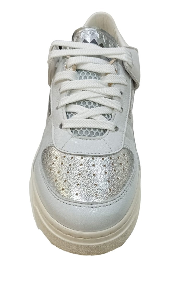 Run Of Metallic Silver Sneakers With Lace-Up Front