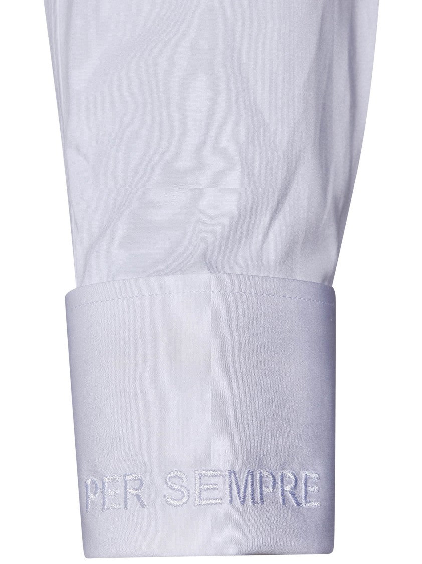 Franzese Collection Tuxedo-Style White Shirt With Exquisite Embroidery