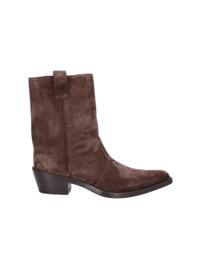 Khaite Brown Klive Pointed-Toe Block-Heel Suede Boots