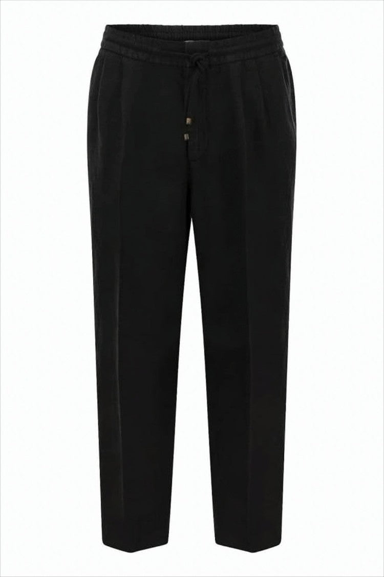Brunello Cucinelli Relaxed Fit Black Linen Jogger Pants