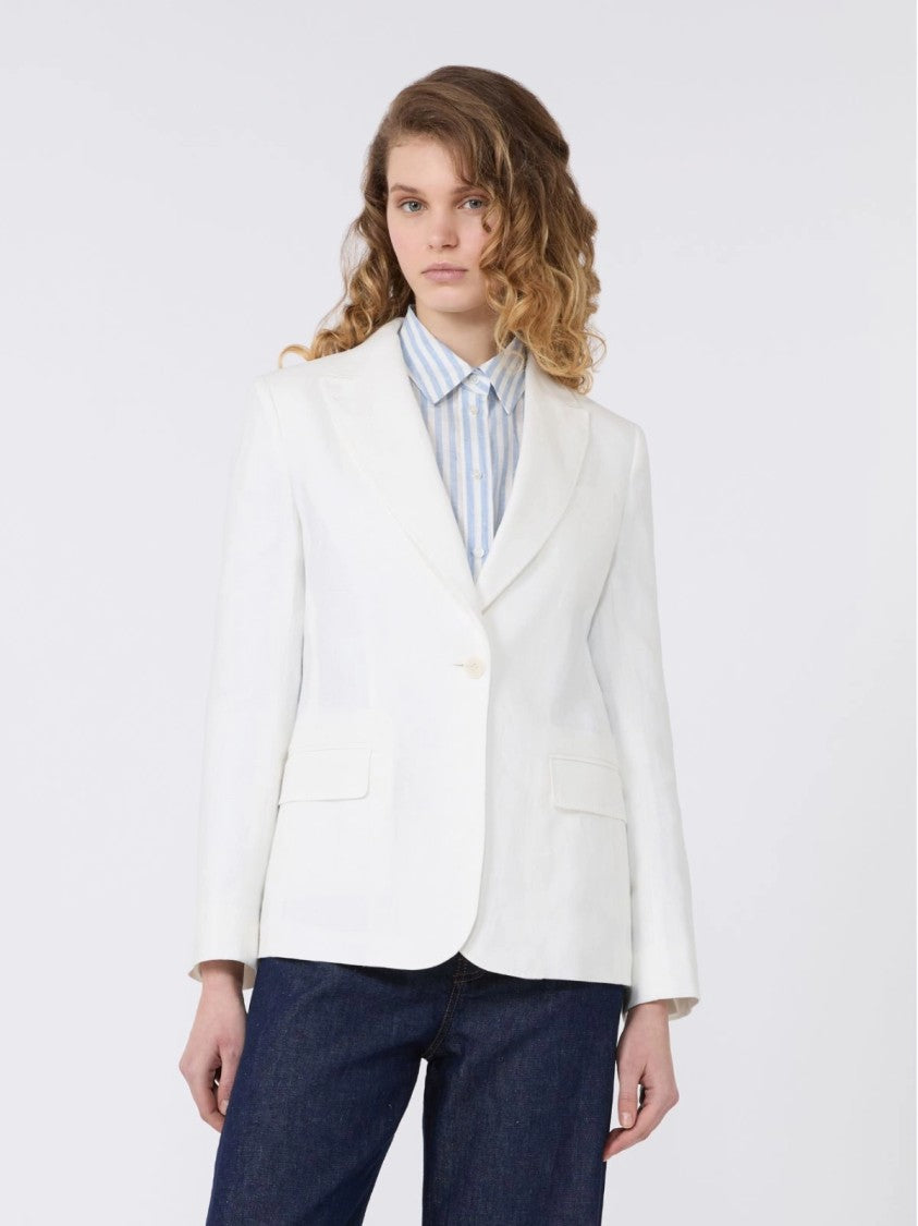 Max Mara Tailored White Blazer And Flap Pockets