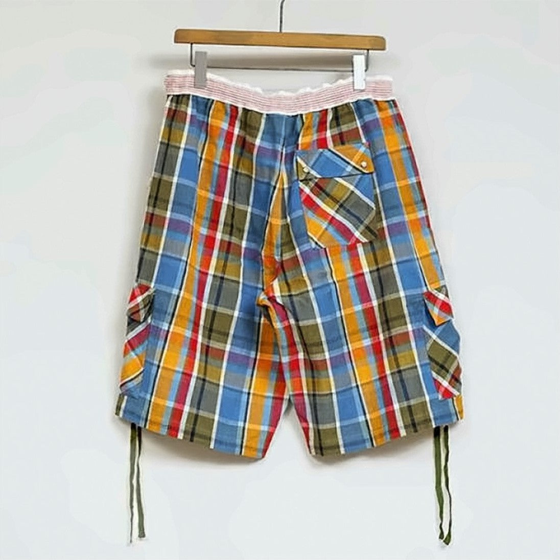 Nigel Cabourn Multicolor Plaid Cargo Shorts With Elastic Waistband And Drawstrings
