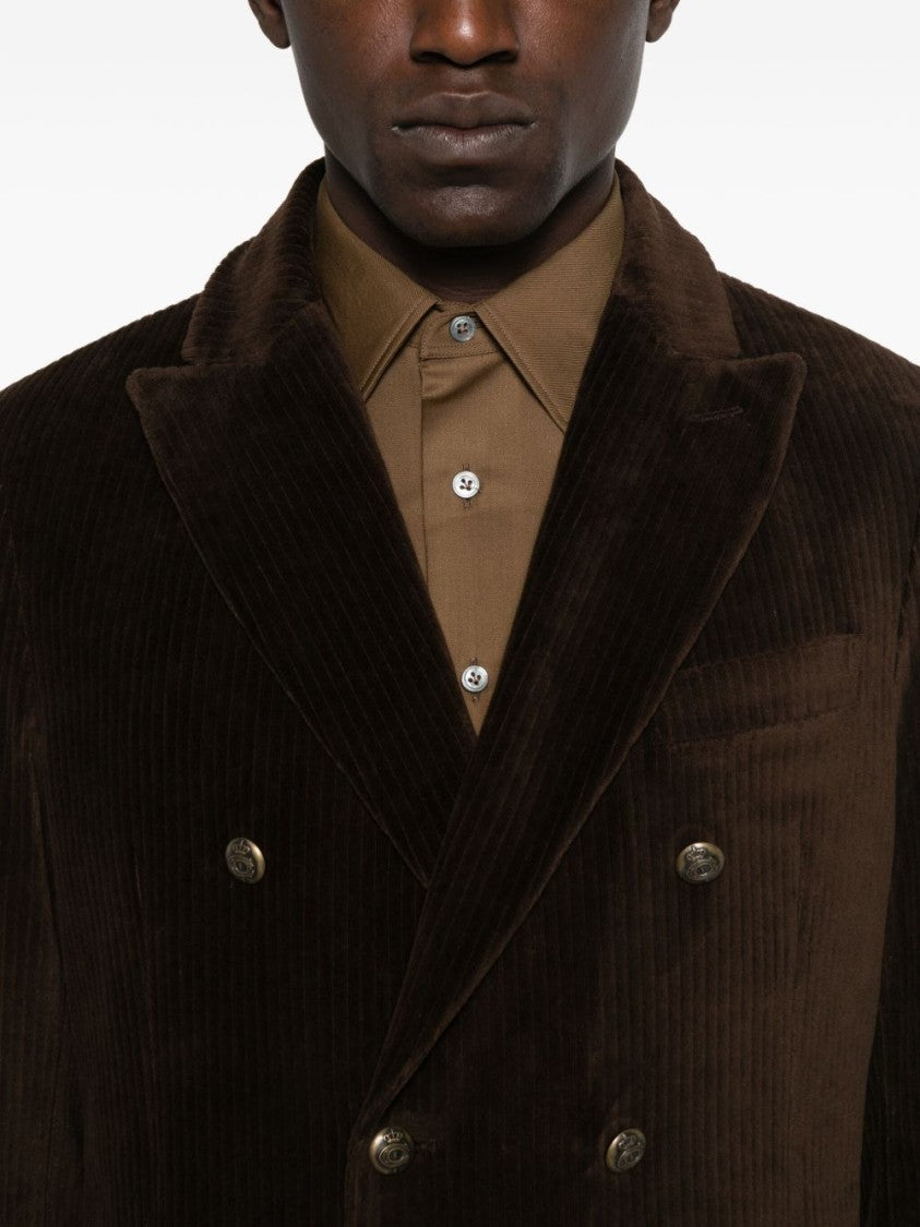 Circolo 1901 Double-Breasted Corduroy Jacket With Notch Lapel
