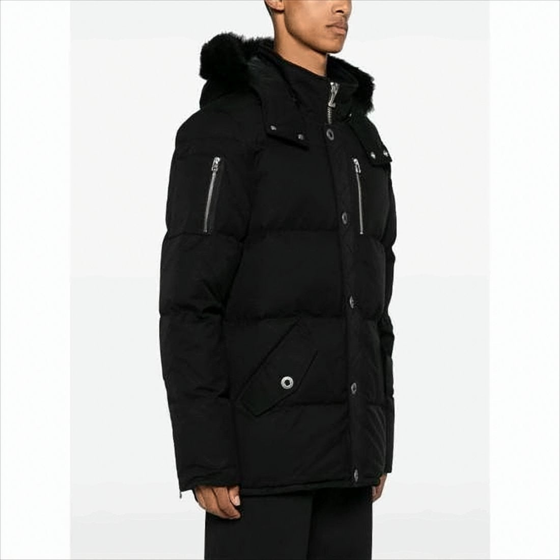 Moose Knuckles Quilted Down Jacket With Detachable Fur-Trimmed Hood