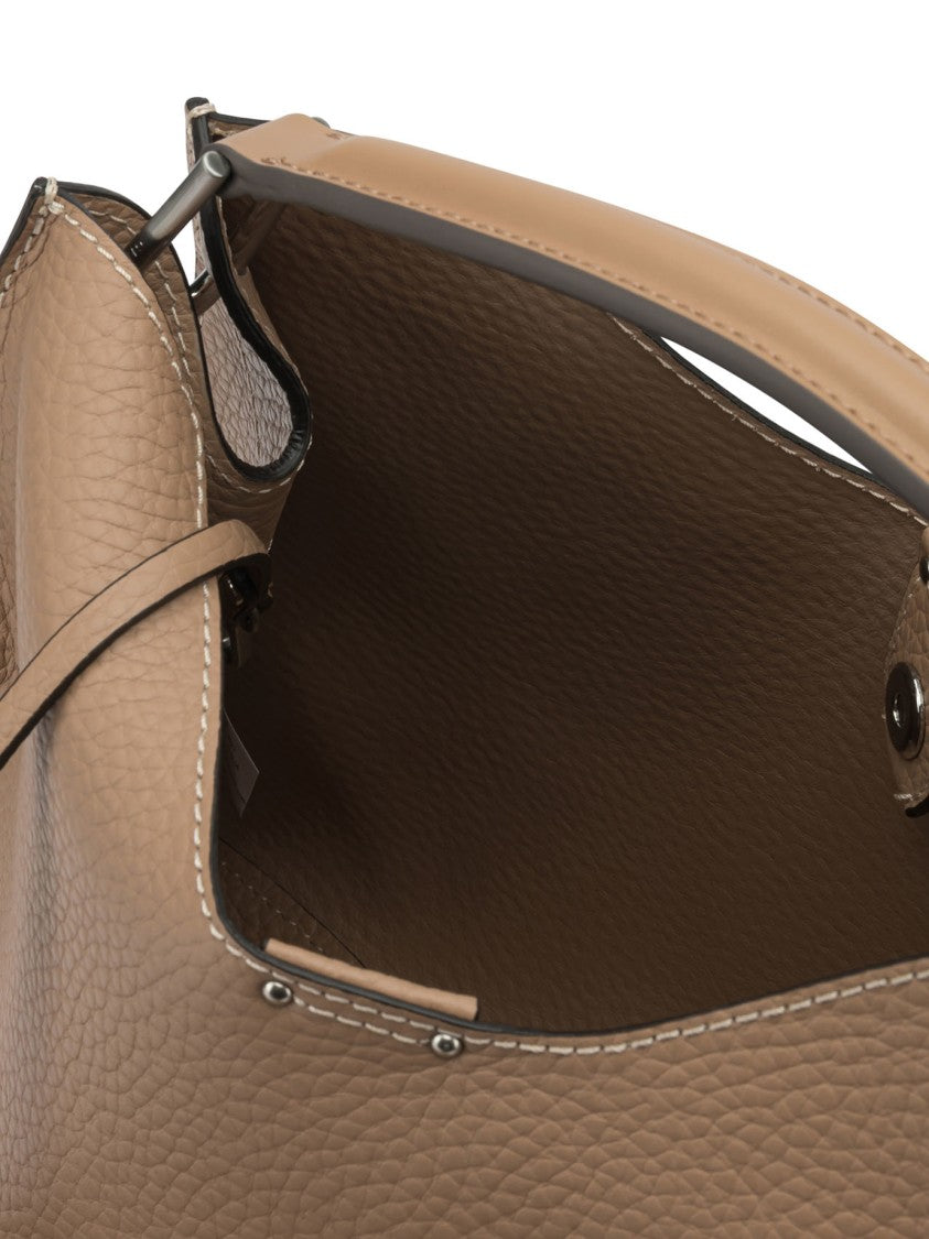 Gianni Chiarini Textured Leather Shoulder Bag With Trapezoidal Silhouette
