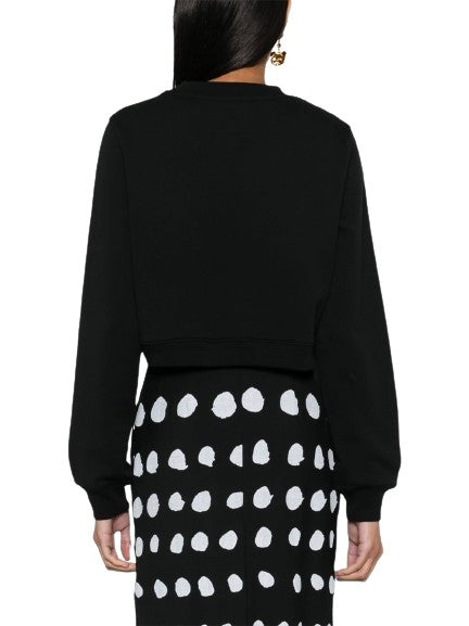 Moschino Cropped Cotton Sweatshirt Signature Teddy Print