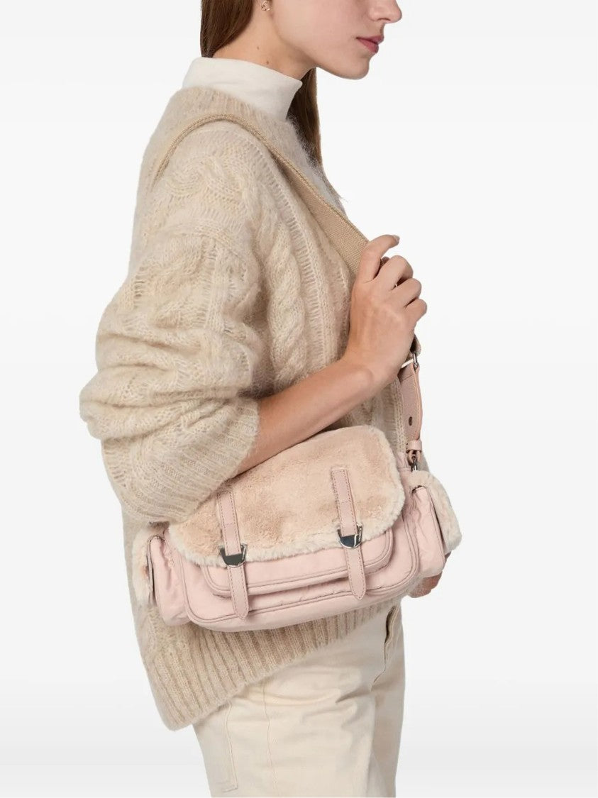 Coccinelle Campus Plush Flap Nylon Shoulder Bag