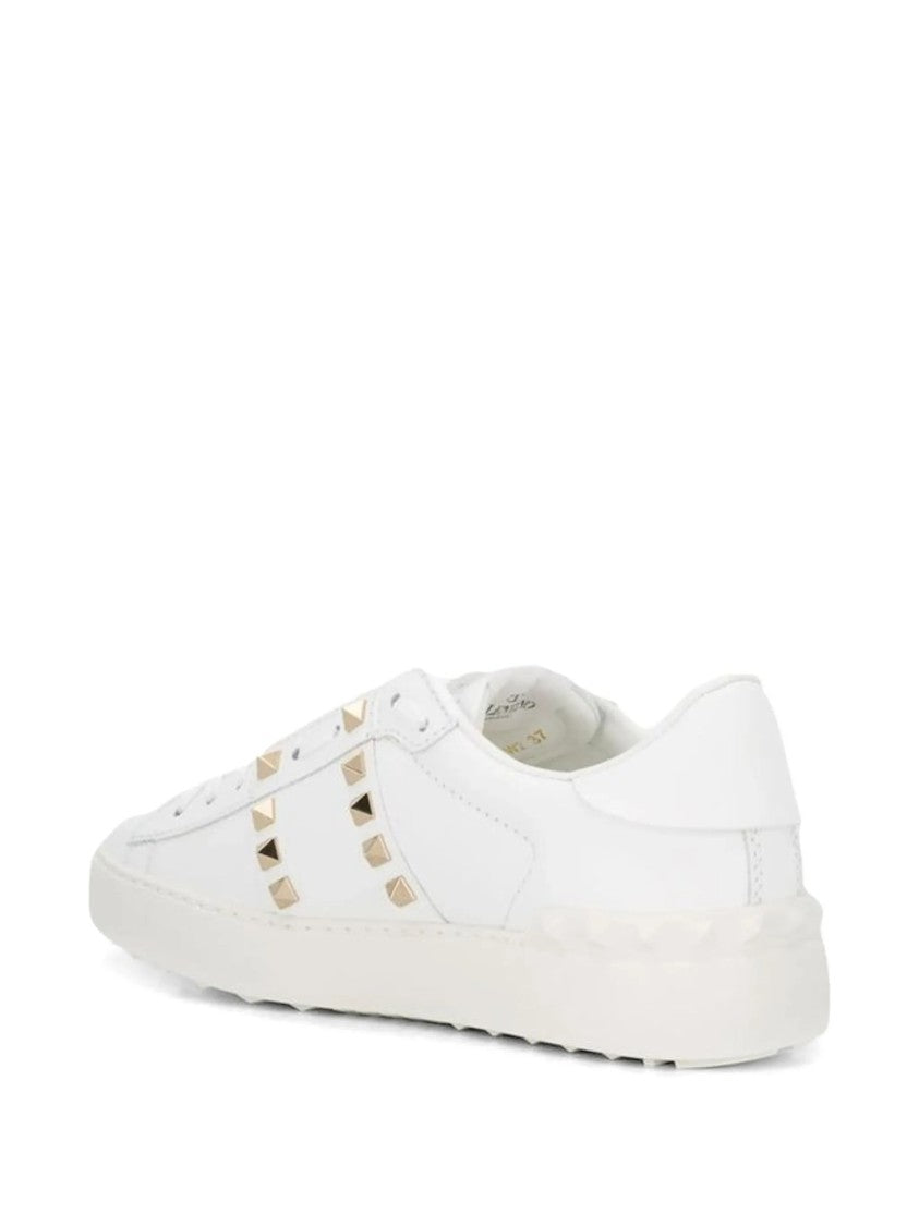 Valentino White Rockstud Untitled Leather Sneakers
