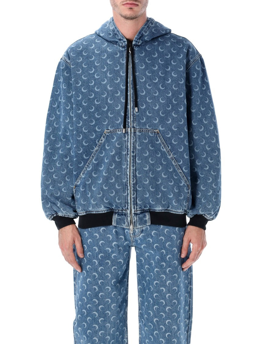 Marine Serre Moon Laser Blue Denim Padded Jacket
