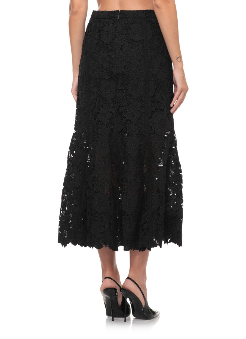 Self-Portrait Mermaid Silhouette Black Floral Lace Self-Portrait Skirt