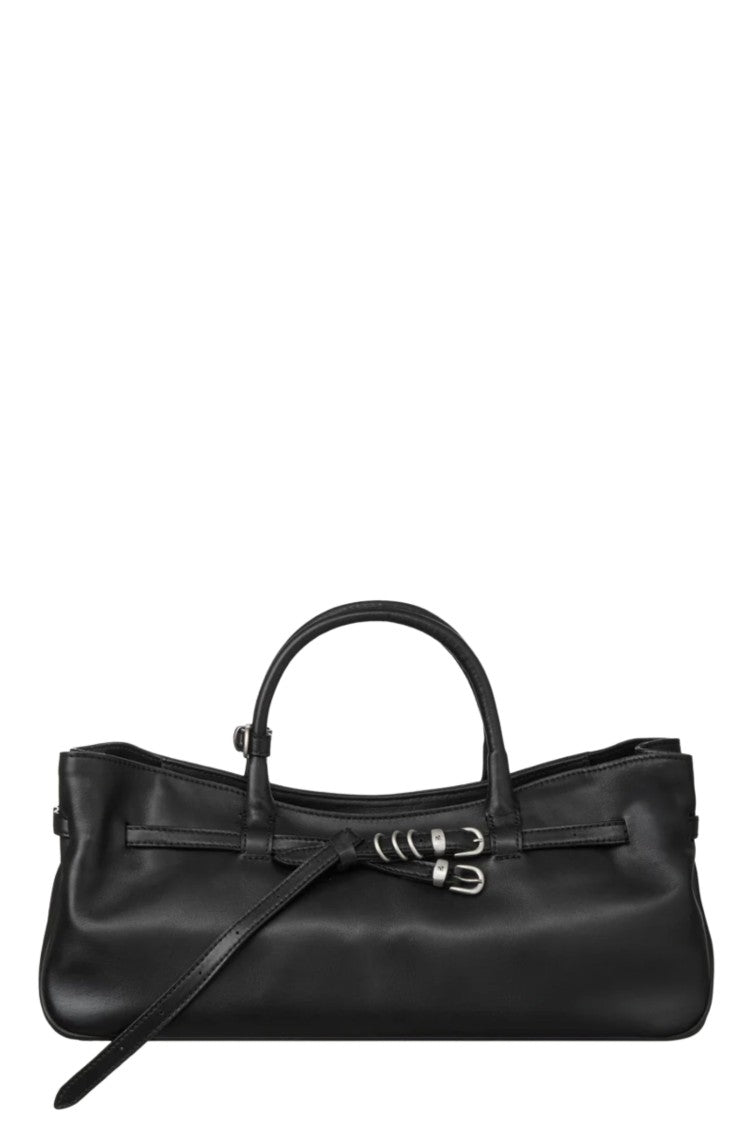 Margesherwood Black Grandma Used Zipped Vintage Leather Top-Handle Bag