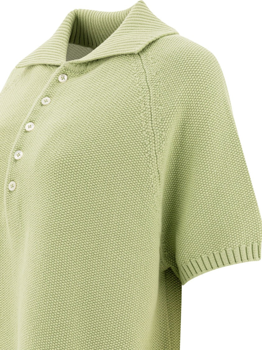 Umarmung Textured Knit Short-Sleeved Polo Shirt