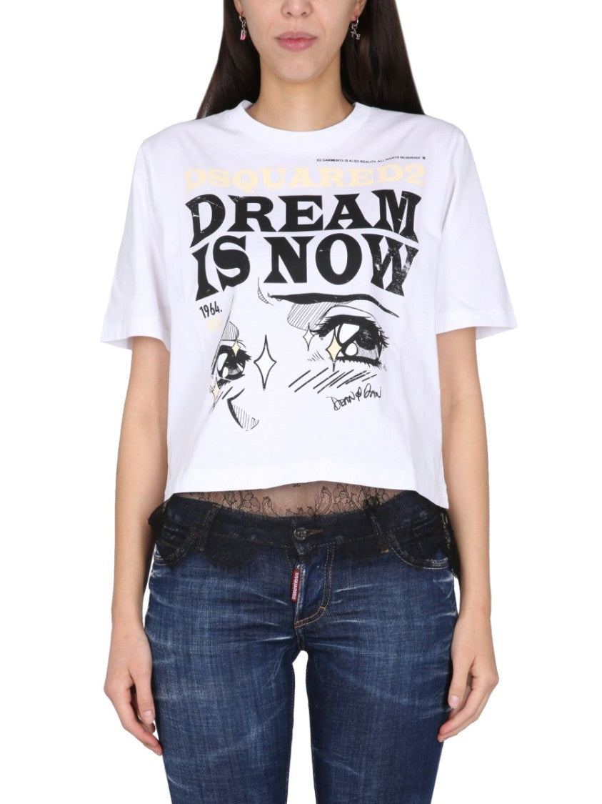 Dsquared2 Cropped T-Shirt With Bold Logo Print