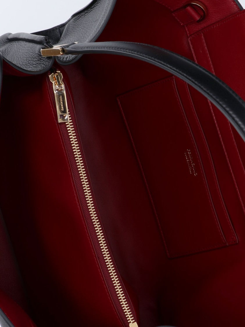 Ferragamo Black Hug Soft Calf Leather Handbag