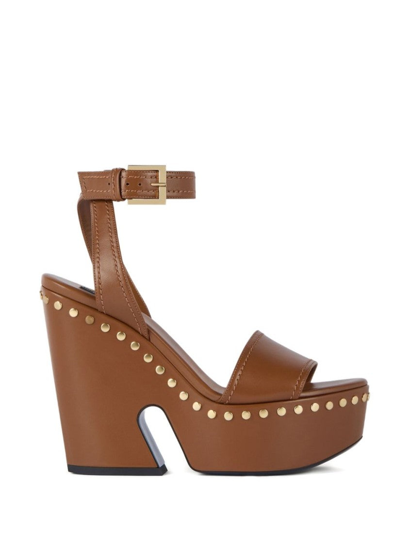 Givenchy Brown Silk And Nylon Block Sandals